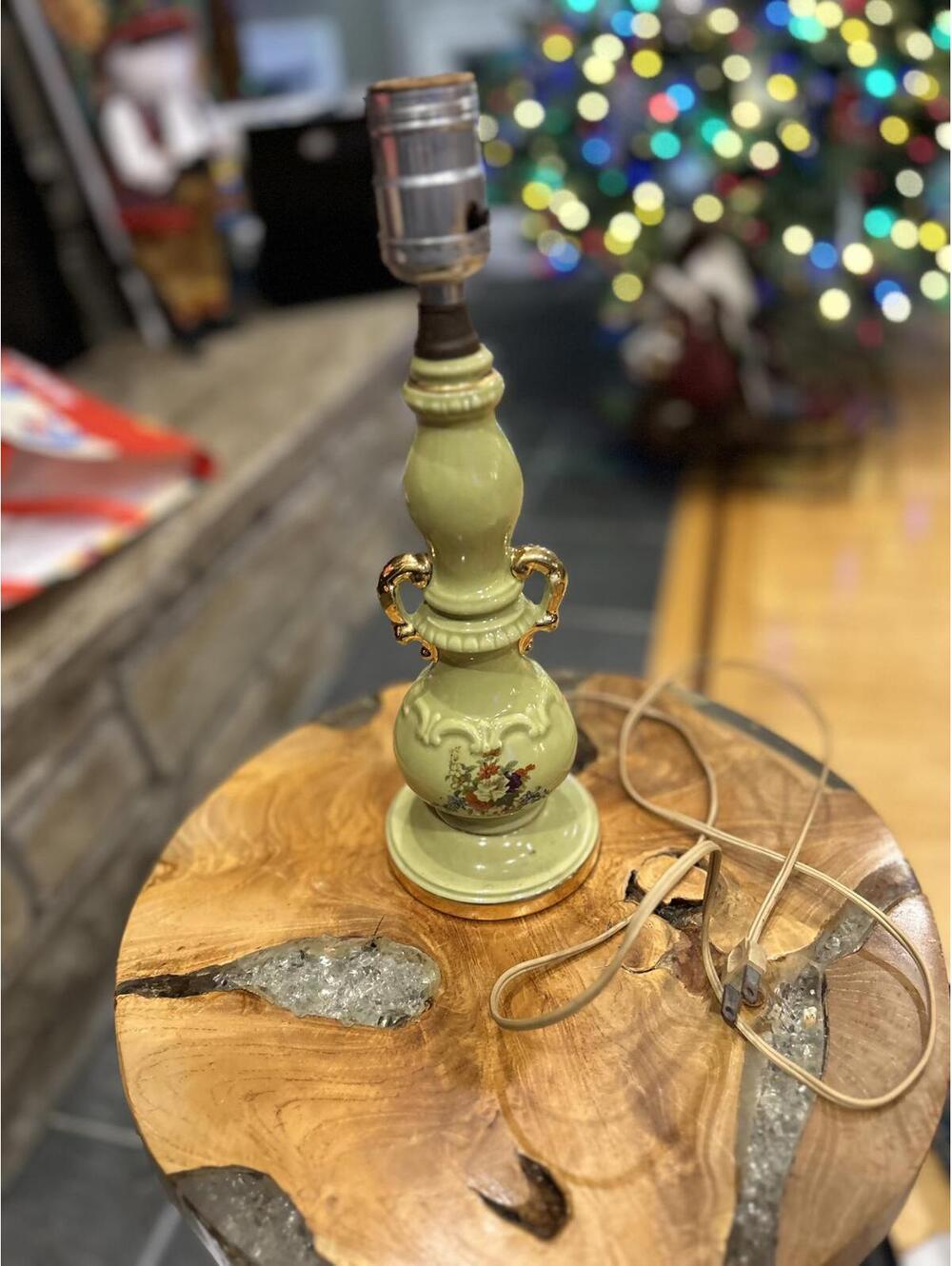Vintage Ceramic Table Lamp with Floral Design